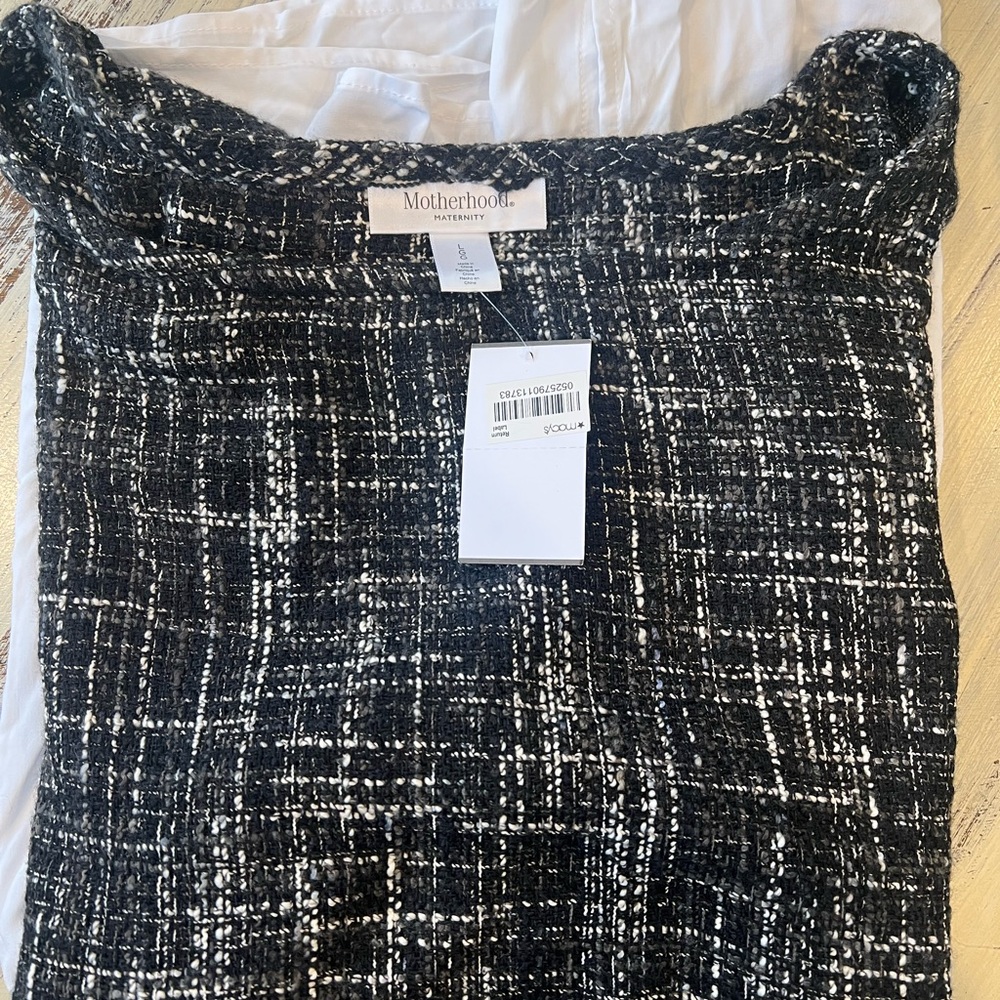 Black and White Tweed MATERNITY blouse